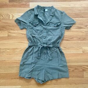 H&M Relaxed Cargo Utility Khaki Green Romper XS